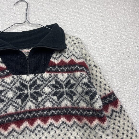 VTG Alma Men Nordic 100% Wool Pullover Sweater 1/4 Zip hand Made in Nepal Read - Picture 3 of 14